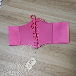 Pink Lace-Up Corset Belt